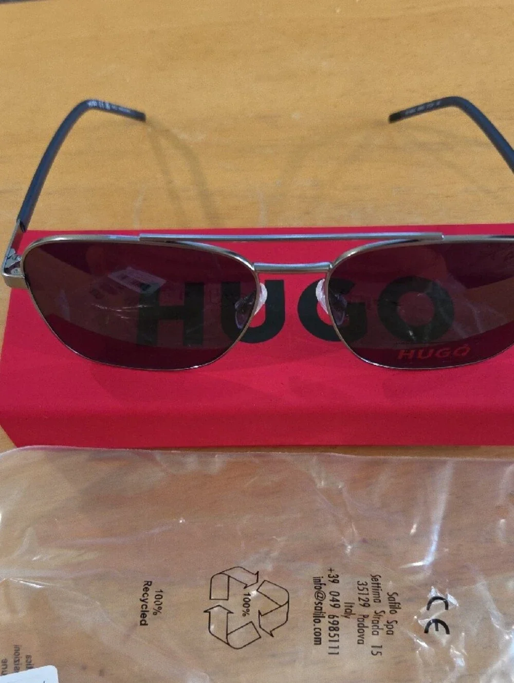 HUGO Men’s Aviator Sunglasses in Silver with Black Lenses HG1269/S